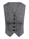 Ermanno Scervino Viscose Vest With Herringbone Pattern In Gray