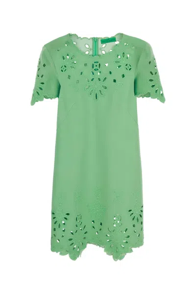 Ermanno Scervino Viscose-blend Midi Dress With Fluid Draping In Green
