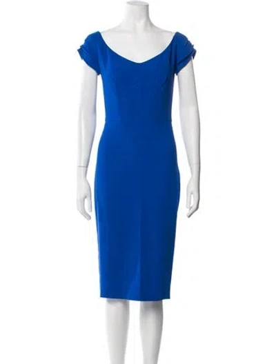 Pre-owned Ermanno Scervino V-neck Knee-length Dress In Blue