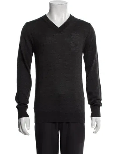 Pre-owned Ermanno Scervino V-neck Long Sleeve Pullover W/ Tags In Gray