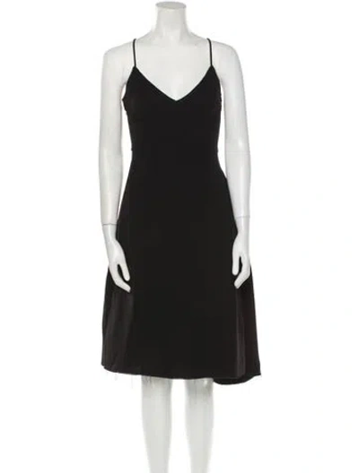 Pre-owned Ermanno Scervino V-neck Midi Length Dress In Black
