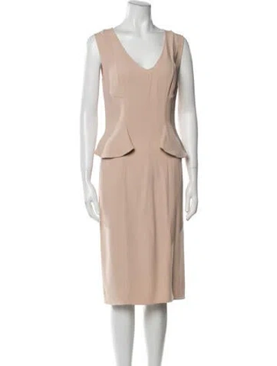 Pre-owned Ermanno Scervino V-neck Midi Length Dress In Neutral