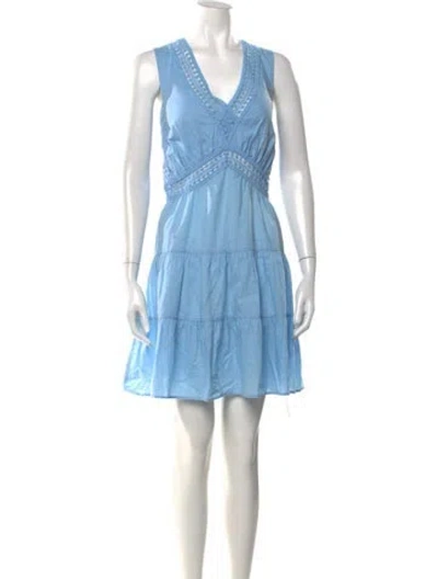 Pre-owned Ermanno Scervino V-neck Mini Dress In Blue