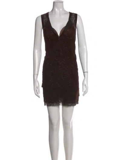 Pre-owned Ermanno Scervino V-neck Mini Dress In Brown