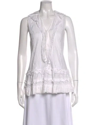 Pre-owned Ermanno Scervino V-neck Sleeveless Blouse In White
