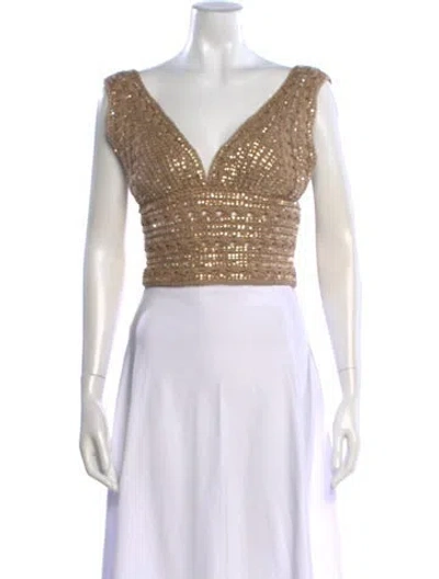 Pre-owned Ermanno Scervino V-neck Sleeveless Top In Neutral