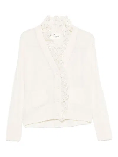Ermanno Scervino Lace Cashmere Cardigan In White