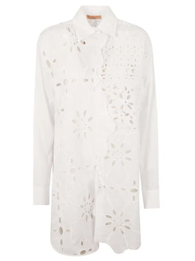 Ermanno Scervino White Cotton Broderie Anglaise Shirt