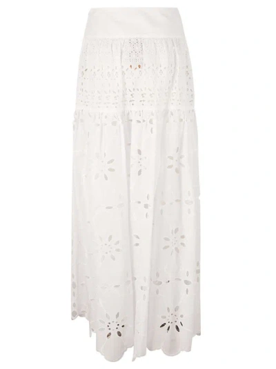Ermanno Scervino White Cotton Broderie Anglaise Skirt