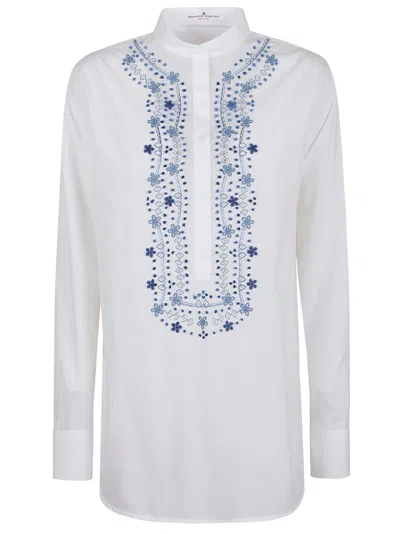 Ermanno Scervino Embroidered Cuurved Hem Shirt In White