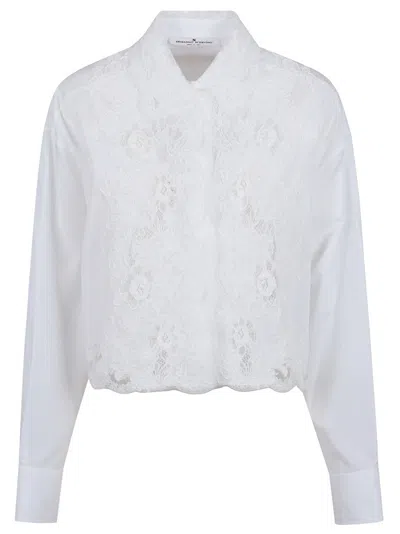 Ermanno Scervino White Cotton Shirt With Delicate Lace Hem
