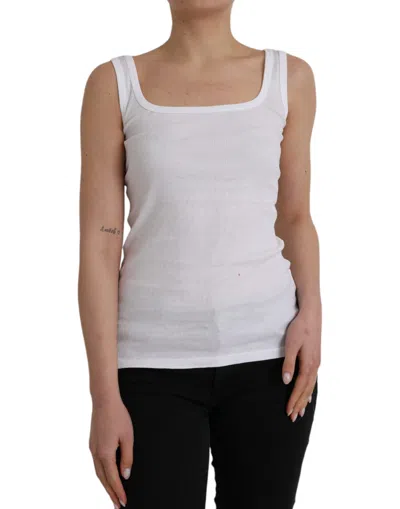 Pre-owned Ermanno Scervino White Cotton Sleevelesss Tank Casual Women's Top ()