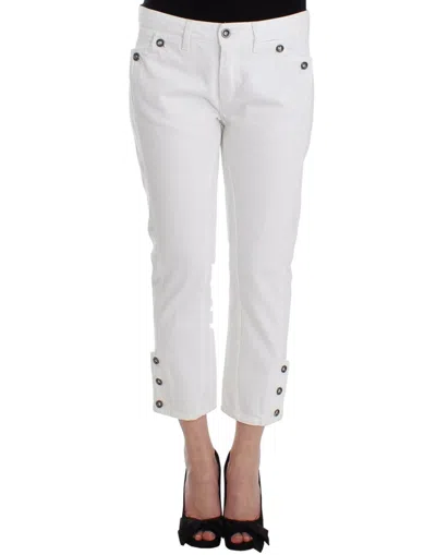 Ermanno Scervino Cropped Denim With Snap Details Jeans In White