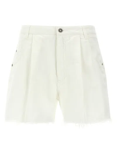 Ermanno Scervino Bermuda Shorts Frayed Hem Detail In White