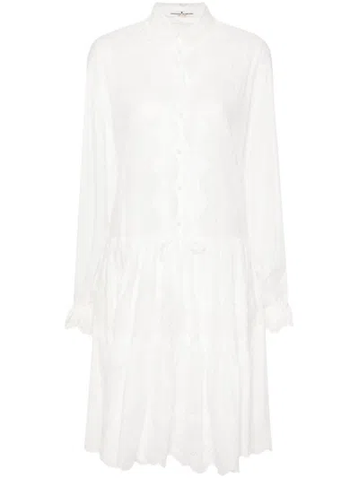 ERMANNO SCERVINO WHITE EMBROIDERED SHIRT DRESS