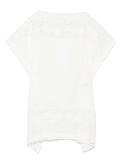Ermanno Scervino White Embroidered Silk Short Dress