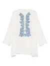 Ermanno Scervino Silk Kaftan With Embroidered Design And Asymmetrical Hem