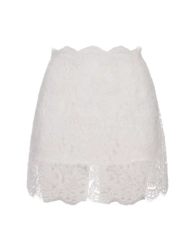 Ermanno Scervino White Floral Lace Mini Skirt In Neutrals