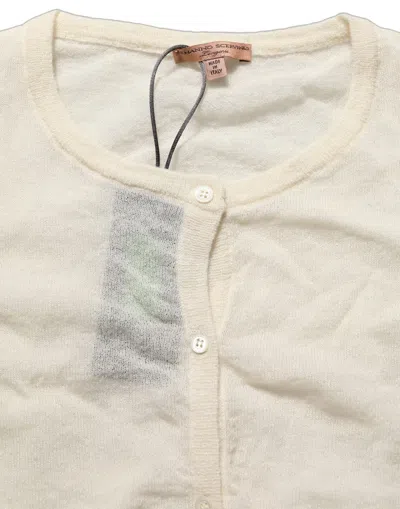 Ermanno Scervino White Knit Cropped Wool Cardigan Sweater