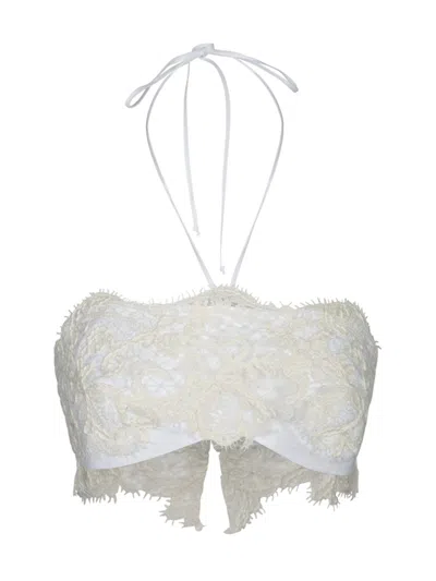 Ermanno Scervino White Lace Bralette Top