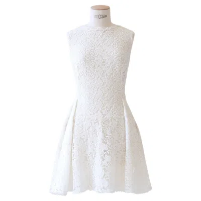 Pre-owned Ermanno Scervino White Lace Crochet Flared Babydoll Mini Wedding Dress