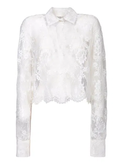 Ermanno Scervino White Lace Cropped Shirt