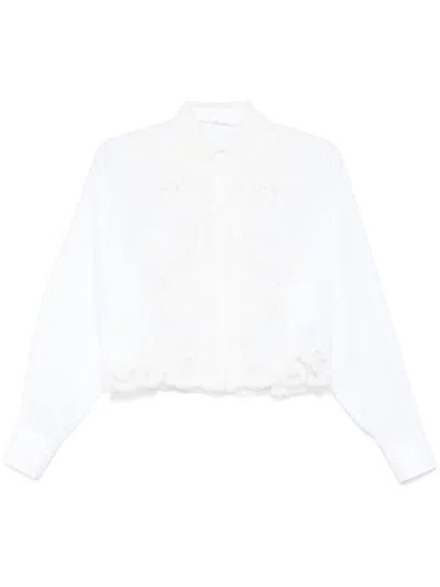 Ermanno Scervino White Lace Detail Cotton Shirt