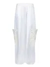 Ermanno Scervino White Lace Linen Cargo Pants In White