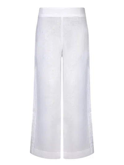 Ermanno Scervino White Linen Embroidered Trousers