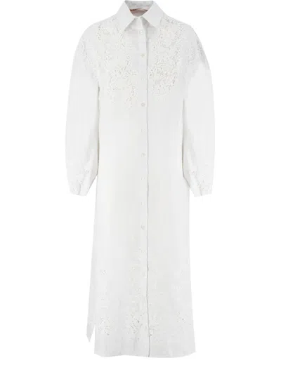 Ermanno Scervino White Linen Midi Dress