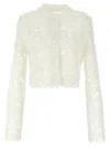 Ermanno Scervino White Macram Tulle Cardigan In White