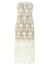 Ermanno Scervino Lace Overlay Strapless Midi Dress In White