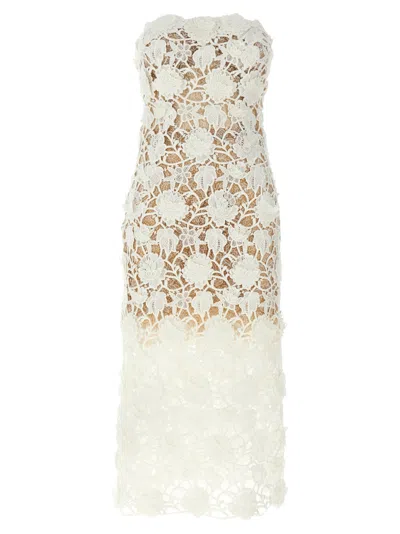 ERMANNO SCERVINO WHITE MACRAME LACE DRESS