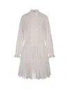 ERMANNO SCERVINO WHITE MIDI SHIRT DRESS WITH FLOWER EMBROIDERY
