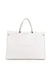 ERMANNO SCERVINO WHITE PETRA SHOPPING BAG IN TEXTURED ECO-LEATHER