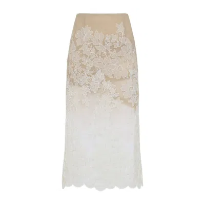ERMANNO SCERVINO WHITE POLYAMIDE MIDI SKIRT