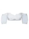 Ermanno Scervino White Poplin Cropped Top In White
