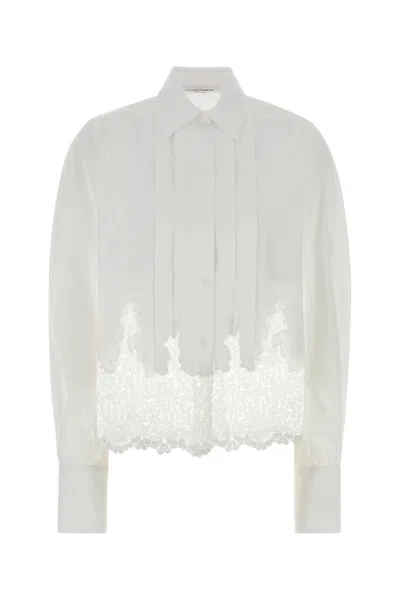 Ermanno Scervino White Poplin Shirt In Transparent