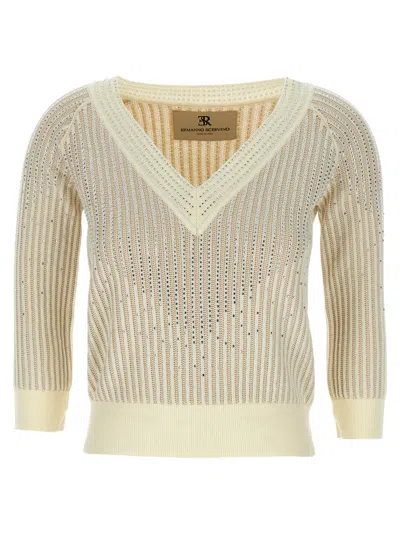 ERMANNO SCERVINO WHITE RHINESTONE SWEATER