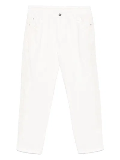ERMANNO SCERVINO WHITE TROUSERS WITH FRONT BUTTON CLOSURE