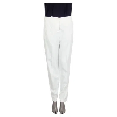 Pre-owned Ermanno Scervino White Viscose Tapered Pants 42 M