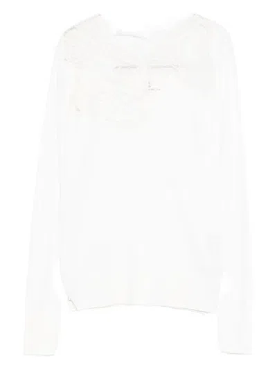 ERMANNO SCERVINO WHITE WOOL TURTLE NECK SWEATER