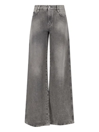Ermanno Scervino Wide-leg Cotton Denim Jeans In Gray