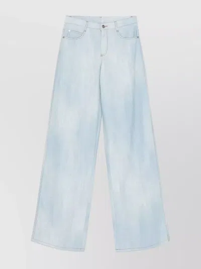 Ermanno Scervino Wide-leg Five-pocket Jeans Featuring Contrast Stitching In Burgundy