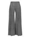 Ermanno Scervino Wide-leg High Waist Trousers With Herringbone Pattern In Gray