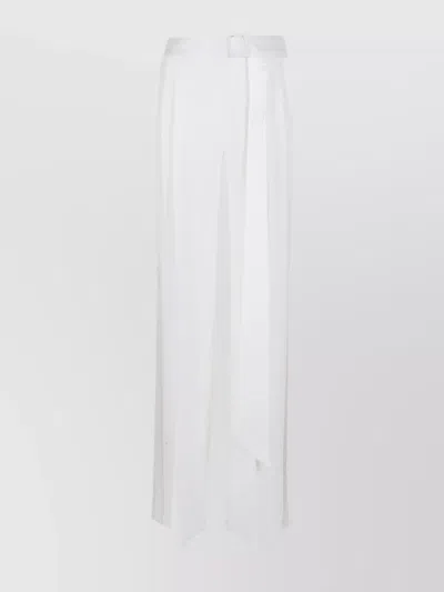 Ermanno Scervino Wide Leg High Waist Trousers With Belt Detail And Side Slit In White