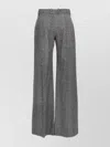 Ermanno Scervino Wide-leg High Waist Trousers With Herringbone Pattern In Gray