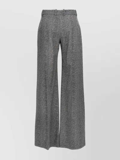 Ermanno Scervino Wide-leg High Waist Trousers With Herringbone Pattern In Gray