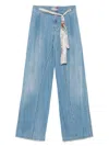 Ermanno Scervino Palazzo Jeans With Contrasting Stitching And Sash In Blue