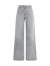 Ermanno Scervino Baggy Jeans With Embroidered Back Pockets In Gray
